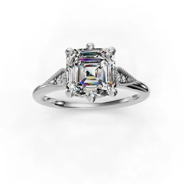 Platinum Asscher Engagement Ring Setting Image 4 SVS Fine Jewelry Oceanside, NY