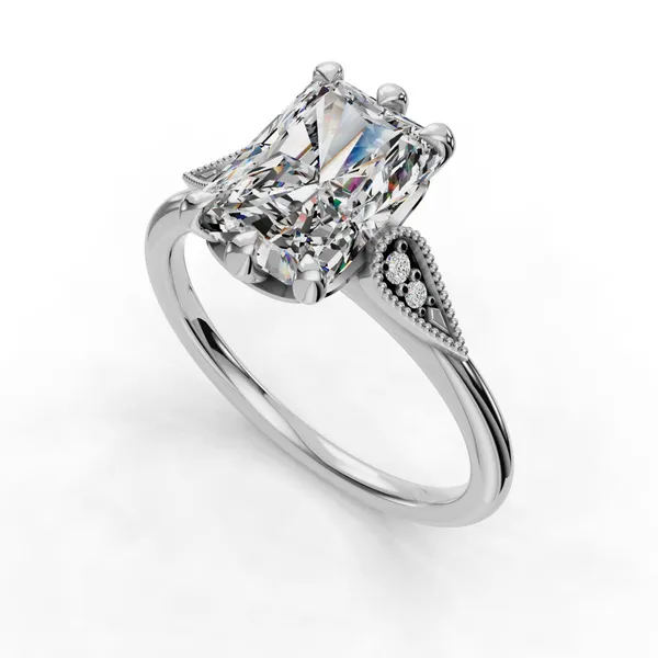 Platinum Radiant Engagement Ring Setting SVS Fine Jewelry Oceanside, NY