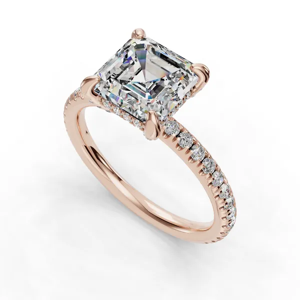 14K Rose Gold Asscher Engagement Ring Setting SVS Fine Jewelry Oceanside, NY
