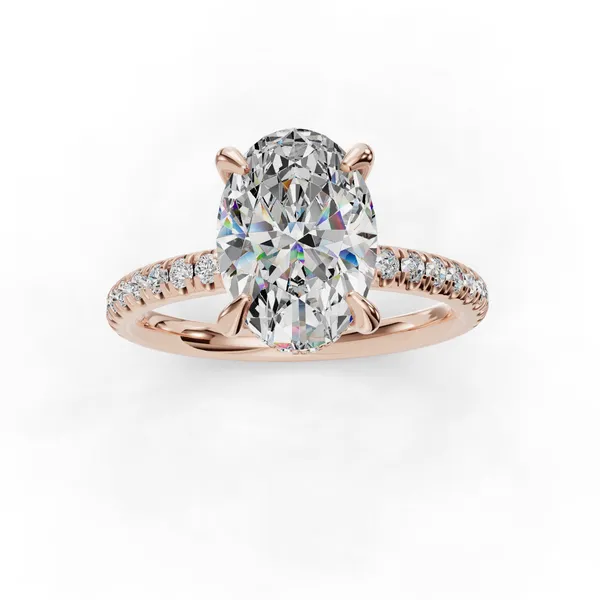 14K Rose Gold Oval Engagement Ring Setting Image 4 SVS Fine Jewelry Oceanside, NY