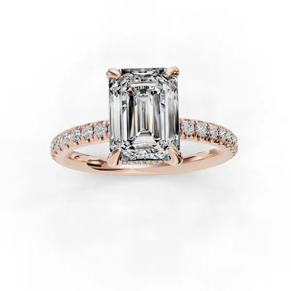 14K Rose Gold Emerald Engagement Ring Setting Image 4 SVS Fine Jewelry Oceanside, NY