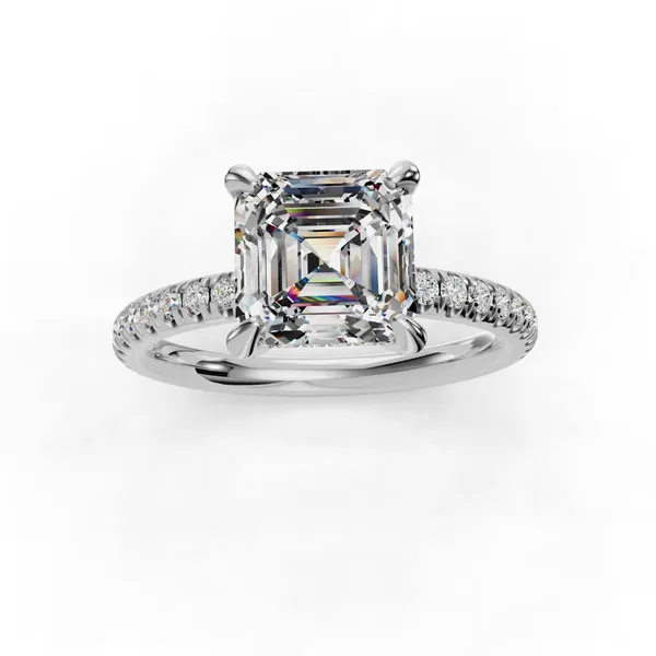14K White Gold Asscher Engagement Ring Setting Image 4 SVS Fine Jewelry Oceanside, NY