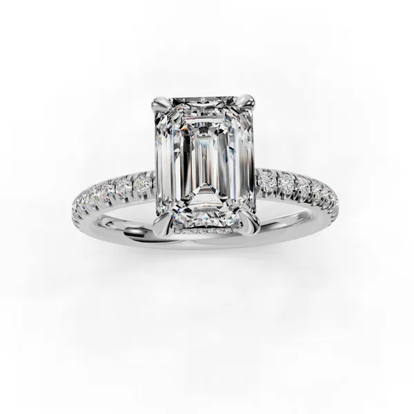 14K White Gold Emerald Engagement Ring Setting Image 4 SVS Fine Jewelry Oceanside, NY