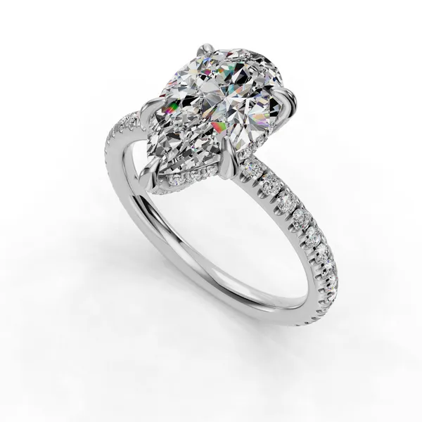 14K White Gold Pear Engagement Ring Setting SVS Fine Jewelry Oceanside, NY