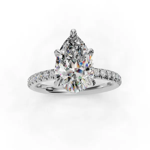 14K White Gold Pear Engagement Ring Setting Image 4 SVS Fine Jewelry Oceanside, NY