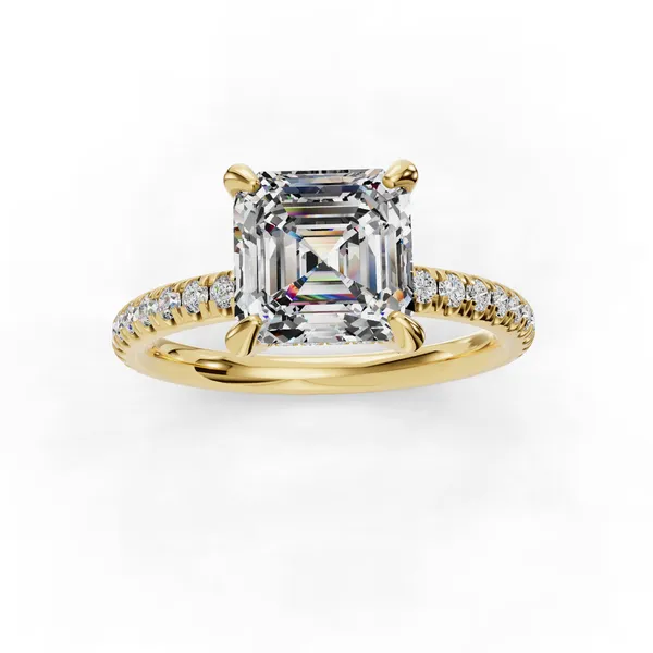 14K Yellow Gold Asscher Engagement Ring Setting Image 4 SVS Fine Jewelry Oceanside, NY