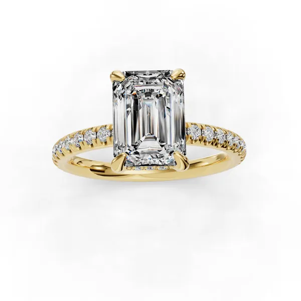 14K Yellow Gold Emerald Engagement Ring Setting Image 4 SVS Fine Jewelry Oceanside, NY