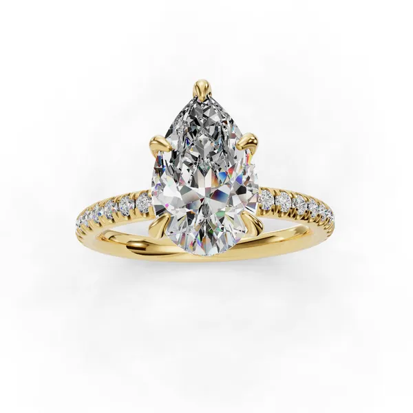 14K Yellow Gold Pear Engagement Ring Setting Image 4 SVS Fine Jewelry Oceanside, NY