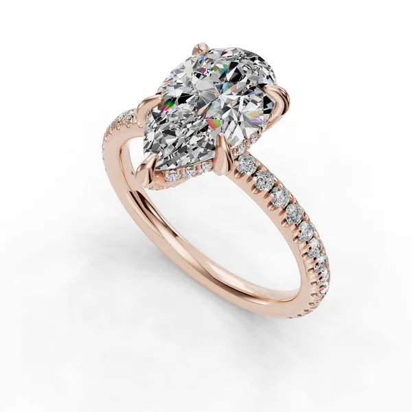 18K Rose Gold Pear Engagement Ring Setting SVS Fine Jewelry Oceanside, NY