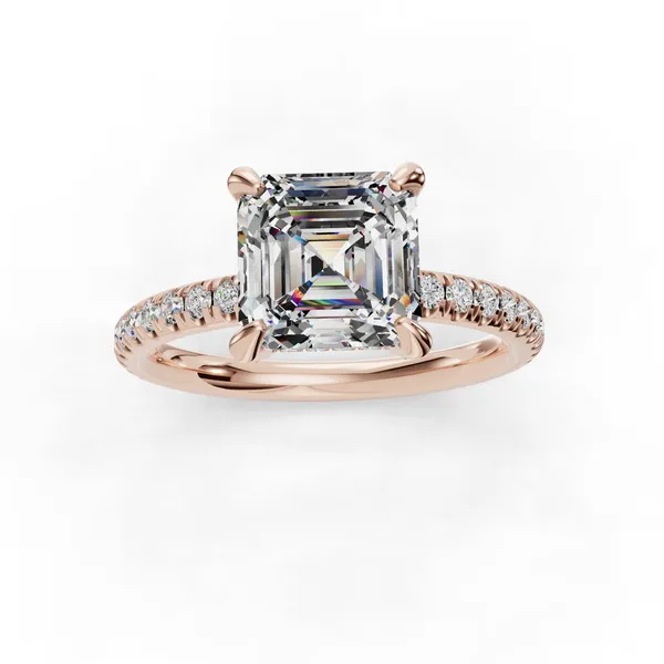 18K Rose Gold Asscher Engagement Ring Setting Image 4 SVS Fine Jewelry Oceanside, NY