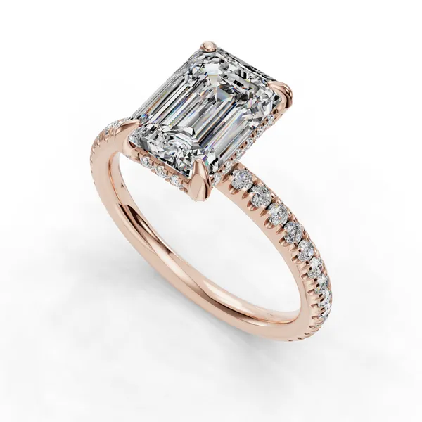 18K Rose Gold Emerald Engagement Ring Setting SVS Fine Jewelry Oceanside, NY