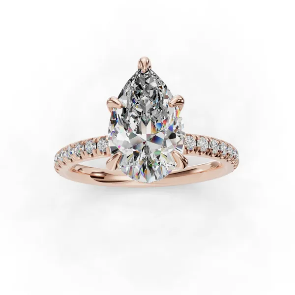 18K Rose Gold Pear Engagement Ring Setting Image 4 SVS Fine Jewelry Oceanside, NY