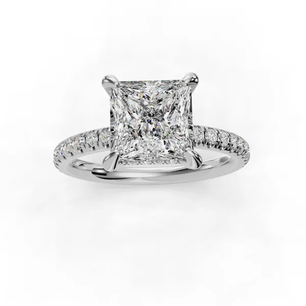 18K White Gold Princess Engagement Ring Setting Image 4 SVS Fine Jewelry Oceanside, NY