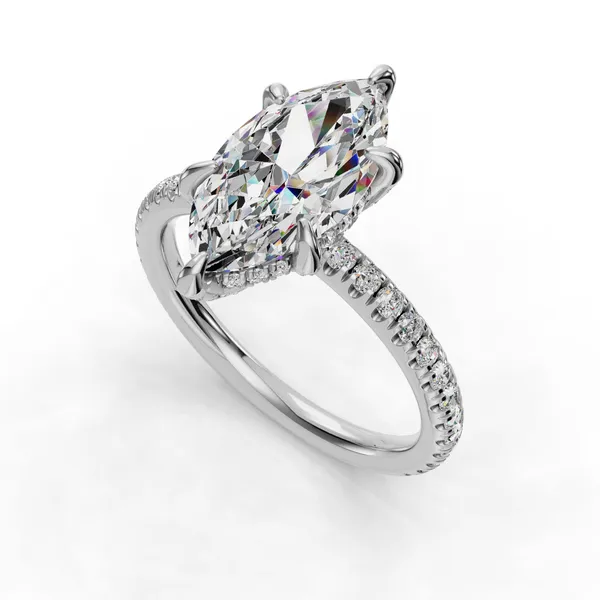 18K White Gold Marquise Engagement Ring Setting SVS Fine Jewelry Oceanside, NY