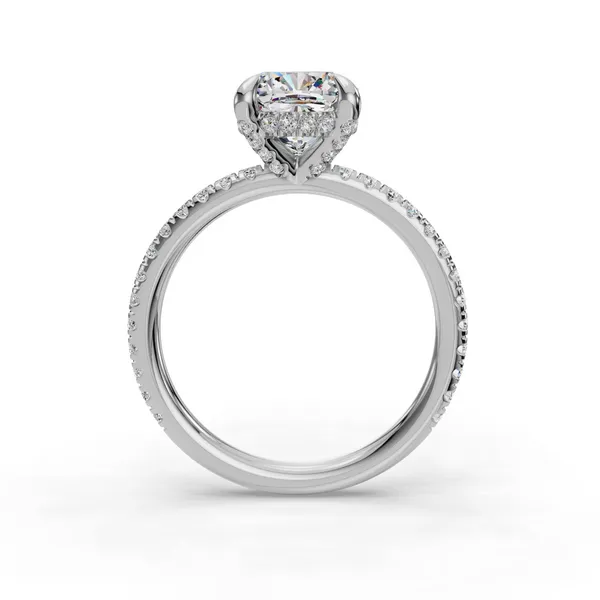 18K White Gold Cushion Engagement Ring Setting Image 2 SVS Fine Jewelry Oceanside, NY