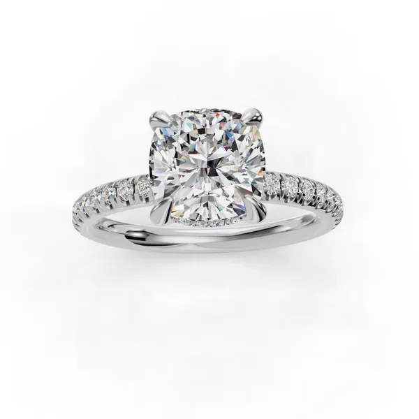 18K White Gold Cushion Engagement Ring Setting Image 4 SVS Fine Jewelry Oceanside, NY