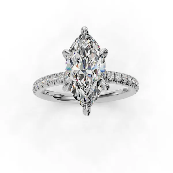 18K White Gold Marquise Engagement Ring Setting Image 4 SVS Fine Jewelry Oceanside, NY