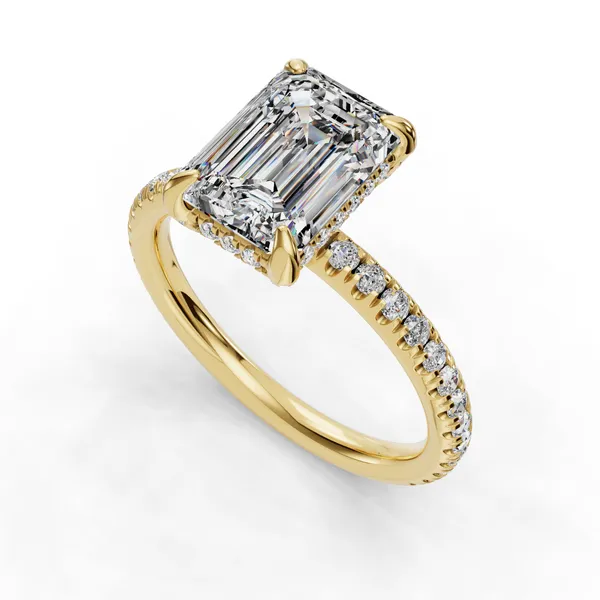 18K Yellow Gold Emerald Engagement Ring Setting SVS Fine Jewelry Oceanside, NY