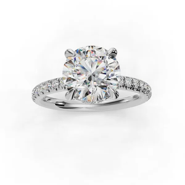 Platinum Round Engagement Ring Setting Image 4 SVS Fine Jewelry Oceanside, NY