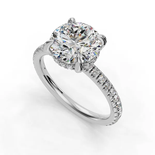 Platinum Round Engagement Ring Setting SVS Fine Jewelry Oceanside, NY