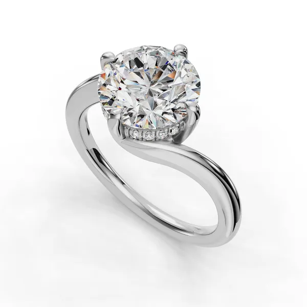 14K White Gold Round Engagement Ring Setting SVS Fine Jewelry Oceanside, NY