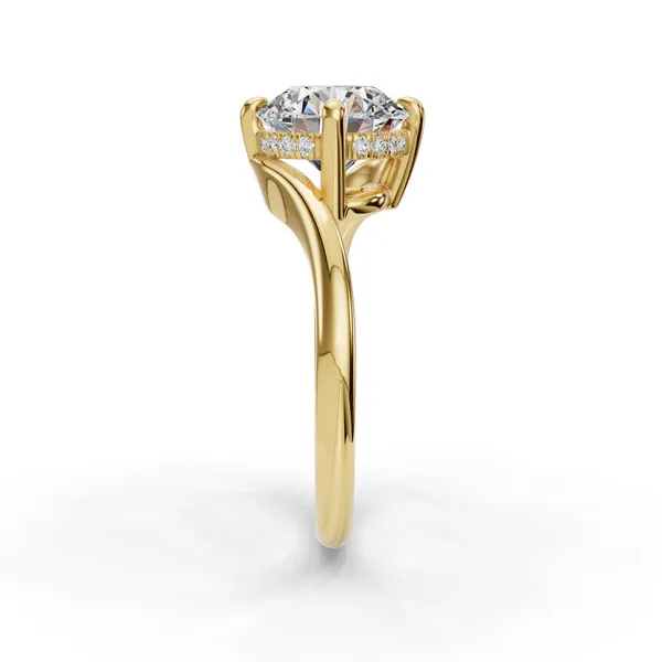 14K Yellow Gold Round Engagement Ring Setting Image 3 SVS Fine Jewelry Oceanside, NY