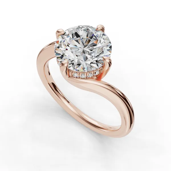 18K Rose Gold Round Engagement Ring Setting SVS Fine Jewelry Oceanside, NY