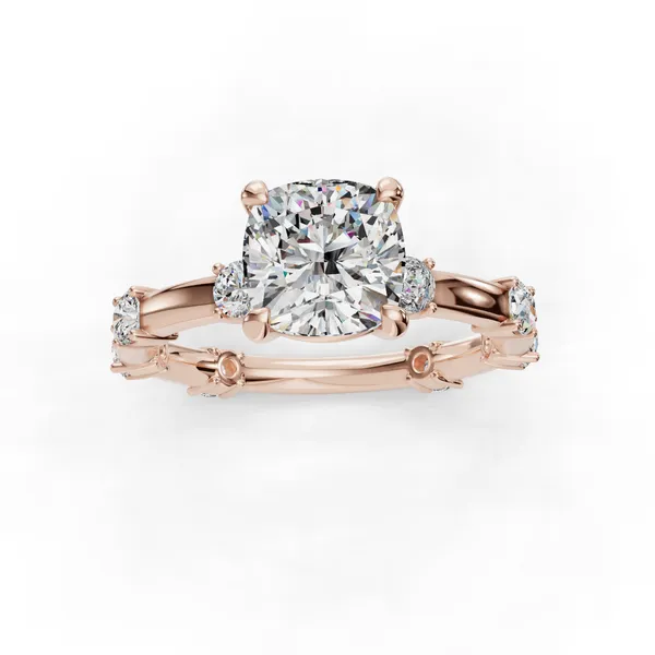 14K Rose Gold Cushion Engagement Ring Setting Image 4 SVS Fine Jewelry Oceanside, NY