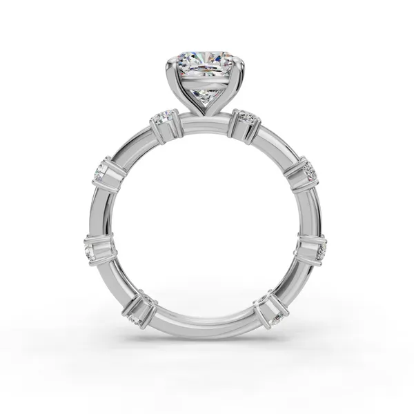 14K White Gold Cushion Engagement Ring Setting Image 2 SVS Fine Jewelry Oceanside, NY