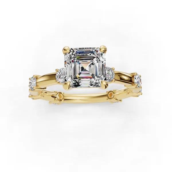 14K Yellow Gold Asscher Engagement Ring Setting Image 4 SVS Fine Jewelry Oceanside, NY