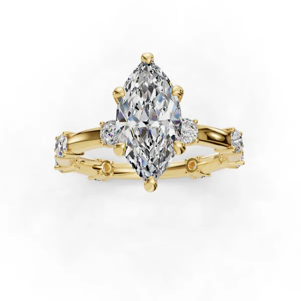 14K Yellow Gold Marquise Engagement Ring Setting Image 4 SVS Fine Jewelry Oceanside, NY