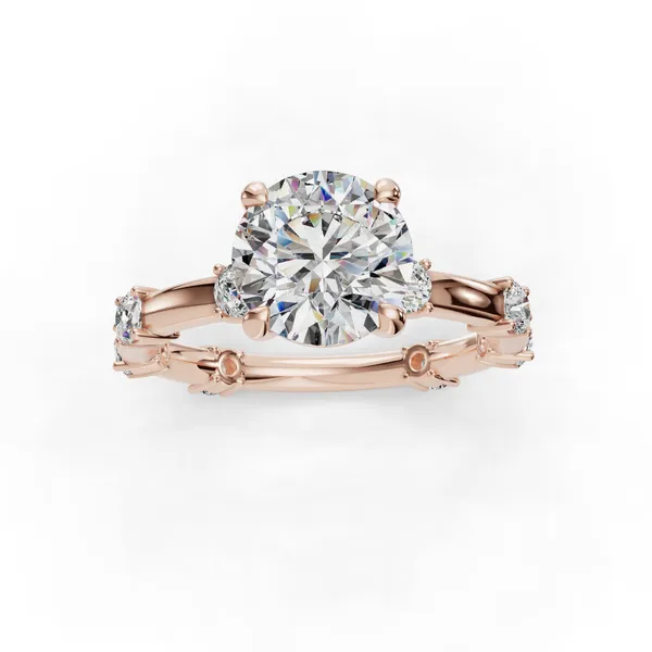 18K Rose Gold Round Engagement Ring Setting Image 4 SVS Fine Jewelry Oceanside, NY