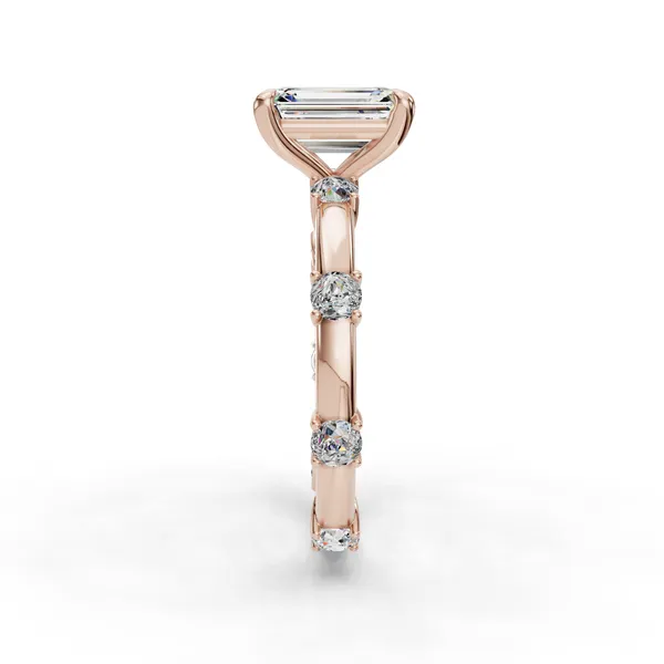 18K Rose Gold Emerald Engagement Ring Setting Image 3 SVS Fine Jewelry Oceanside, NY