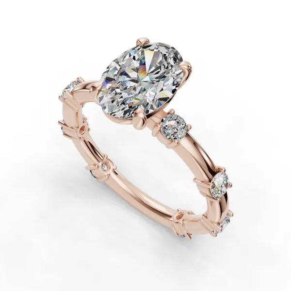18K Rose Gold Oval Engagement Ring Setting SVS Fine Jewelry Oceanside, NY