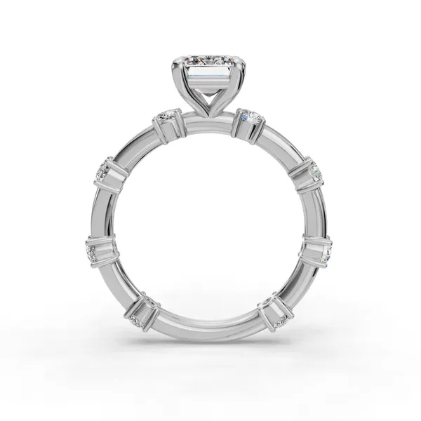 18K White Gold Emerald Engagement Ring Setting Image 2 SVS Fine Jewelry Oceanside, NY