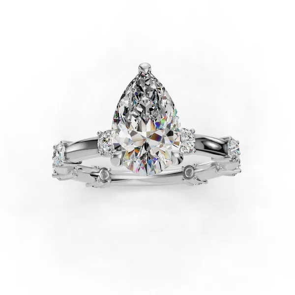 18K White Gold Pear Engagement Ring Setting Image 4 SVS Fine Jewelry Oceanside, NY