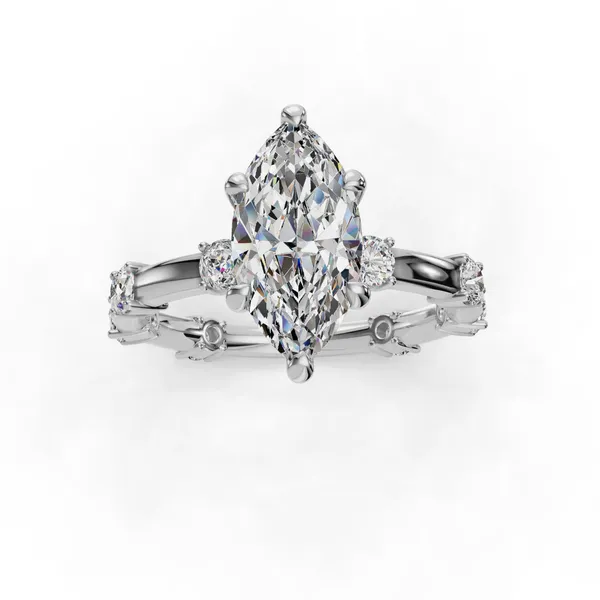 18K White Gold Marquise Engagement Ring Setting Image 4 SVS Fine Jewelry Oceanside, NY