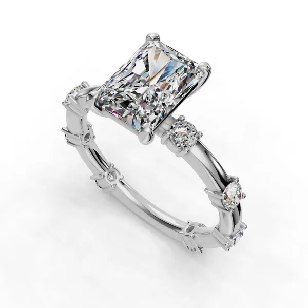 18K White Gold Radiant Engagement Ring Setting SVS Fine Jewelry Oceanside, NY