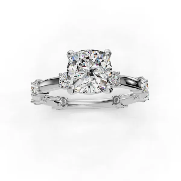 18K White Gold Cushion Engagement Ring Setting Image 4 SVS Fine Jewelry Oceanside, NY