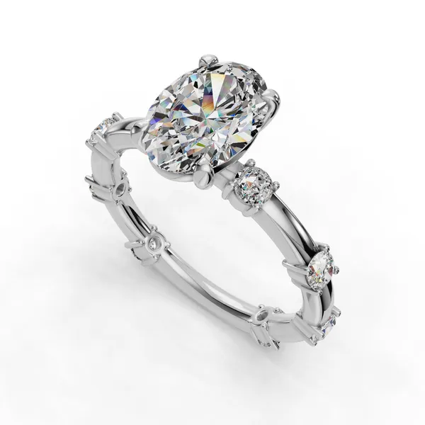 18K White Gold Oval Engagement Ring Setting SVS Fine Jewelry Oceanside, NY
