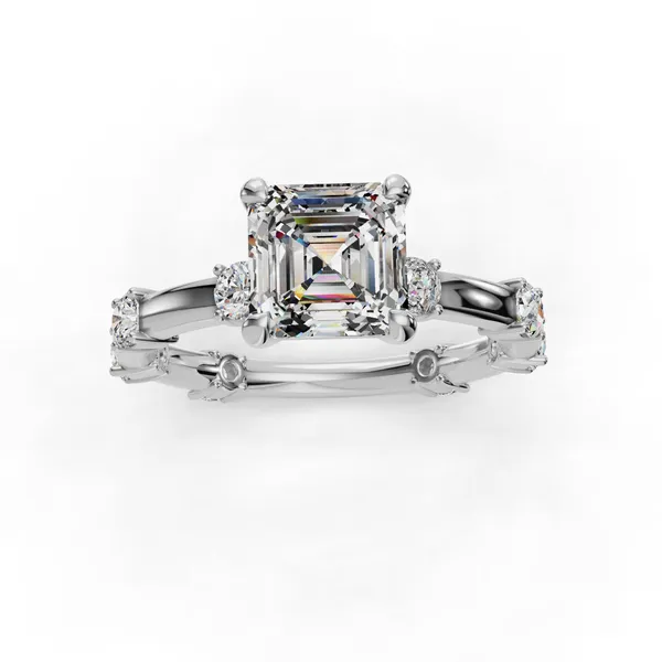 18K White Gold Asscher Engagement Ring Setting Image 4 SVS Fine Jewelry Oceanside, NY
