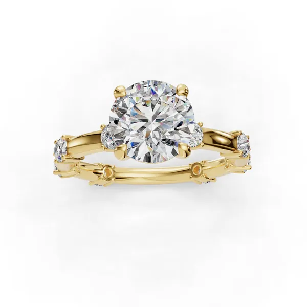 18K Yellow Gold Round Engagement Ring Setting Image 4 SVS Fine Jewelry Oceanside, NY