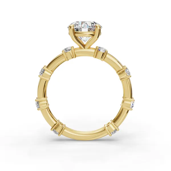 18K Yellow Gold Round Engagement Ring Setting Image 2 SVS Fine Jewelry Oceanside, NY