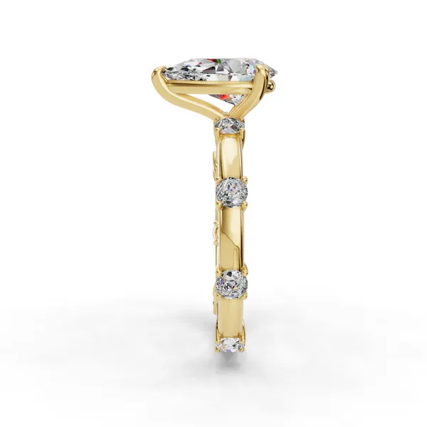18K Yellow Gold Pear Engagement Ring Setting Image 3 SVS Fine Jewelry Oceanside, NY