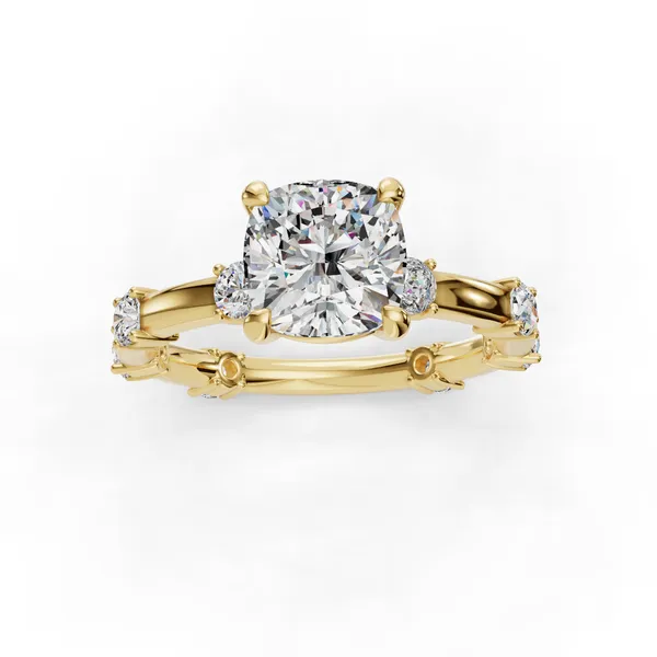 18K Yellow Gold Cushion Engagement Ring Setting Image 4 SVS Fine Jewelry Oceanside, NY