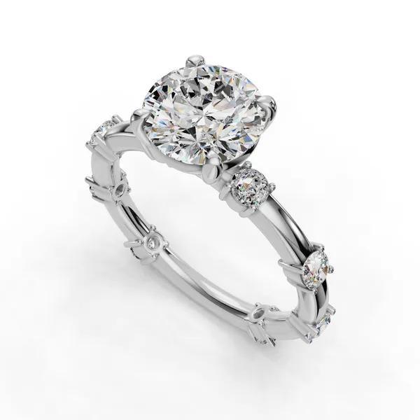 Platinum Round Engagement Ring Setting SVS Fine Jewelry Oceanside, NY