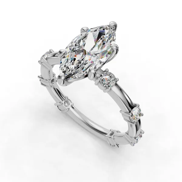 Platinum Marquise Engagement Ring Setting SVS Fine Jewelry Oceanside, NY