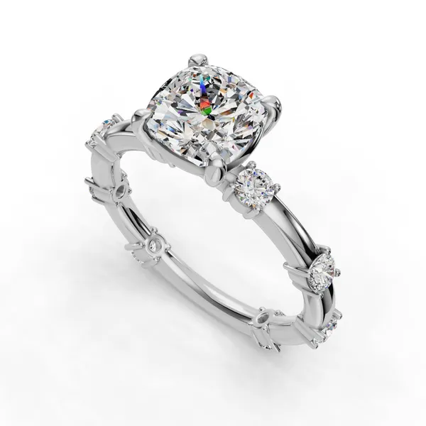 Platinum Cushion Engagement Ring Setting SVS Fine Jewelry Oceanside, NY