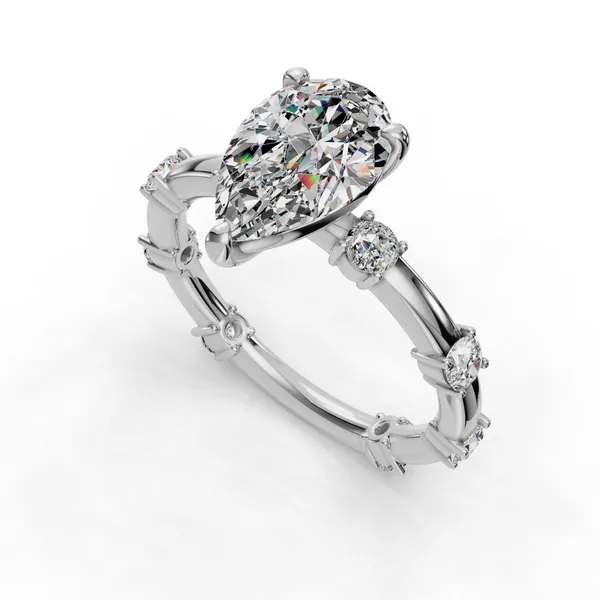 Platinum Pear Engagement Ring Setting SVS Fine Jewelry Oceanside, NY
