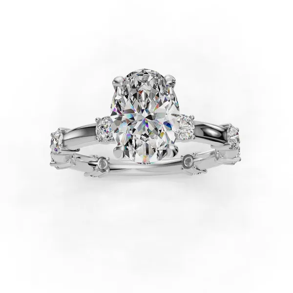 Platinum Oval Engagement Ring Setting Image 4 SVS Fine Jewelry Oceanside, NY